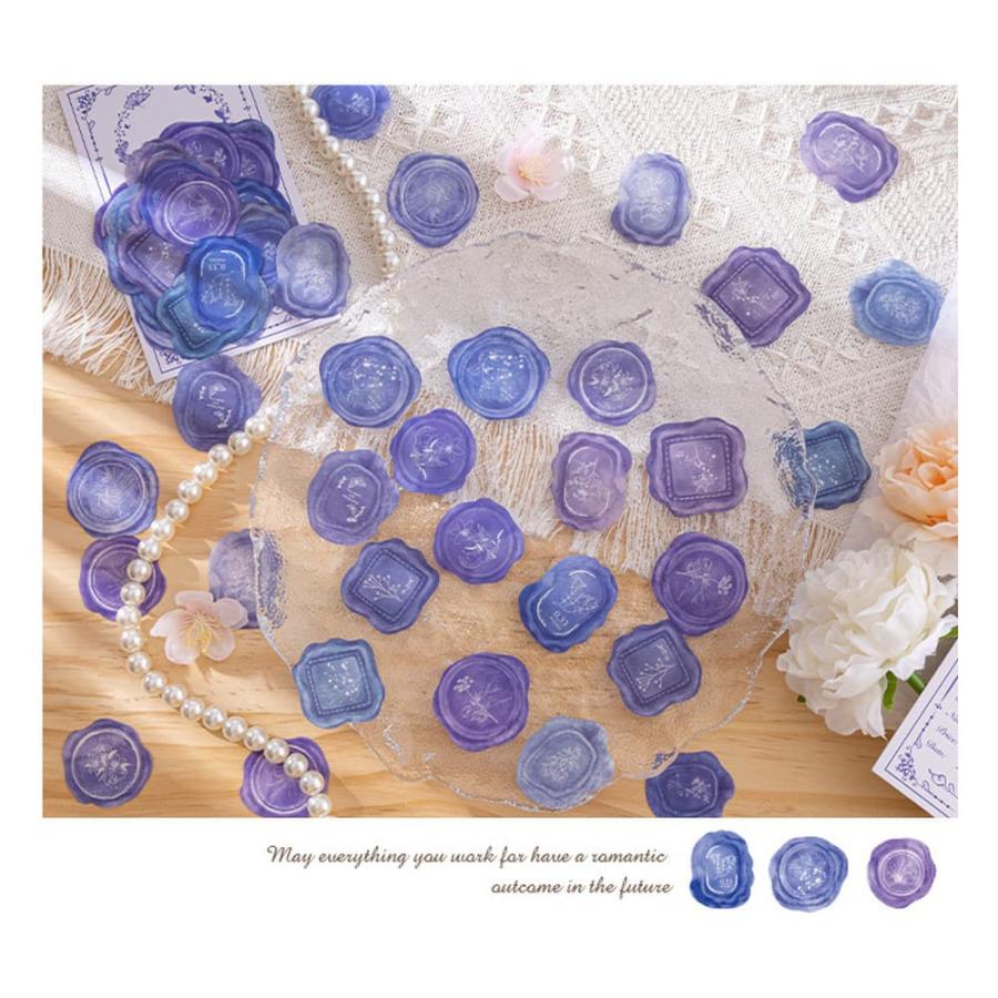 シール90枚セット ろう スタンプ シーリングワックス 半透明 PET 水彩