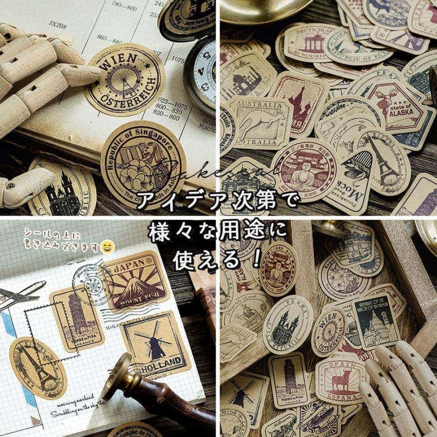 シールフレーク 92枚 ステッカー アソート セット 旅の記録 世界旅行