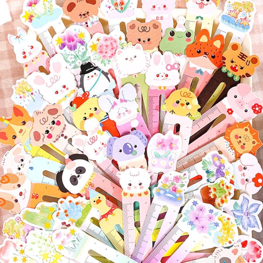 しおり ブックマーク30枚 セット フラワー 5cm 定規 ものさし 紙