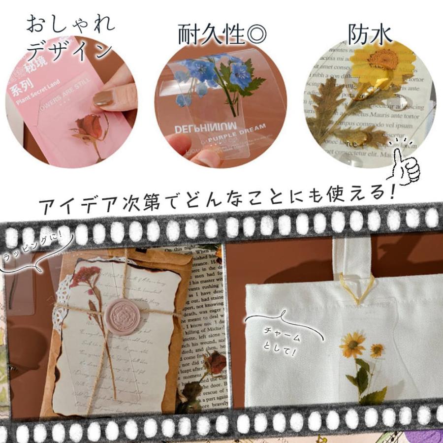しおり ブックマーク30枚セット 押し花 透明 クリア 防水 英字 おしゃれ 花 フラワー 美麗 ひまわり グリーン 鈴蘭 チューリップ バラ パープル イエロー |  | 03