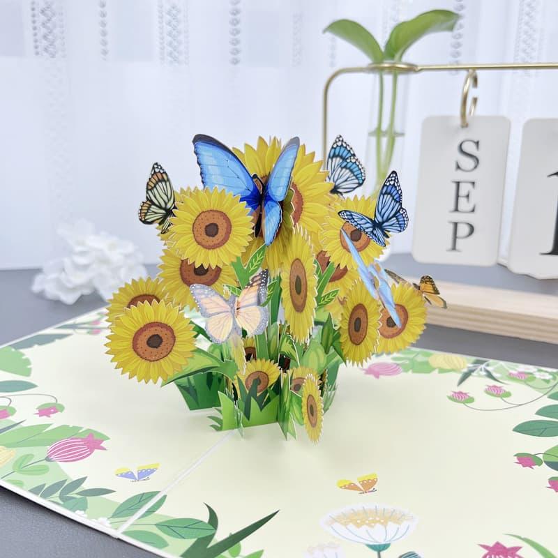 グリーディングカード+ミニ メッセージカード+封筒セット 紙の 花束