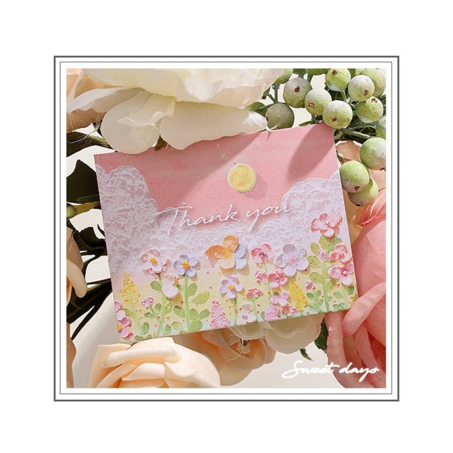 メッセージ カード油絵 絵画 アート 6種 セット お礼 サンキュー