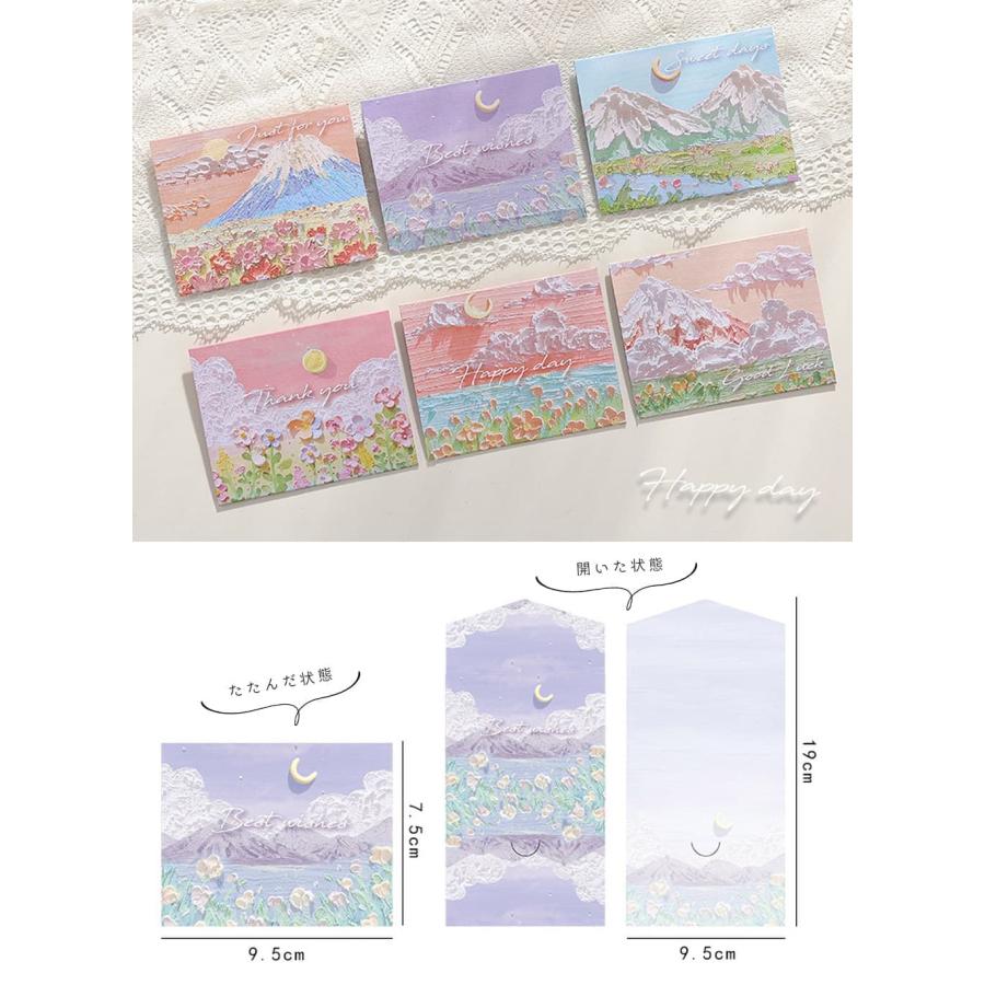 メッセージ カード油絵 絵画 アート 6種 セット お礼 サンキュー