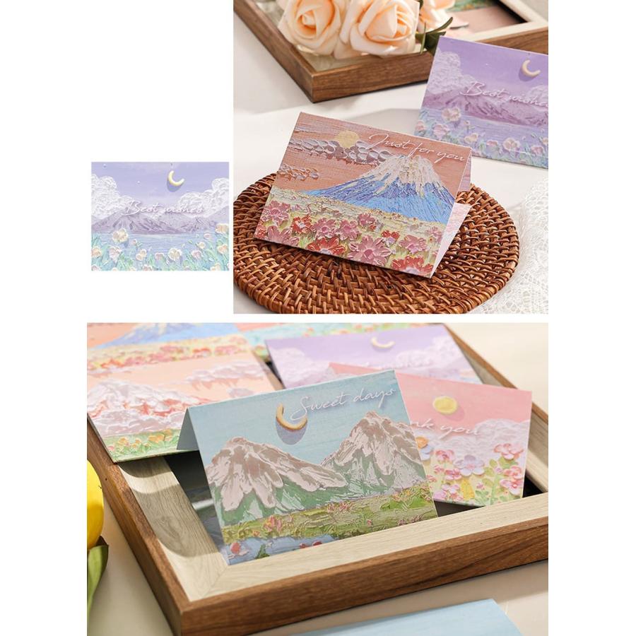 メッセージ カード油絵 絵画 アート 6種 セット お礼 サンキュー