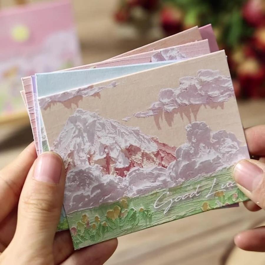 メッセージ カード油絵 絵画 アート 6種 セット お礼 サンキュー