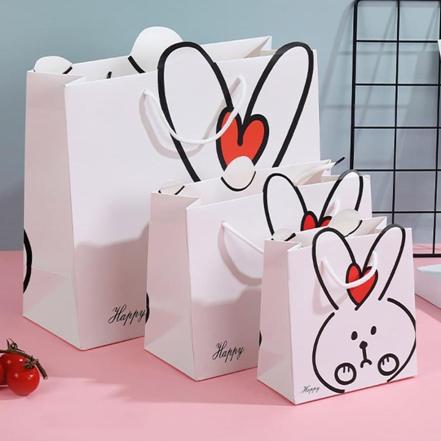 ラッピング うさぎ 紙袋 手提げ袋 5枚セット 14×15×7cm 飛び出す 耳