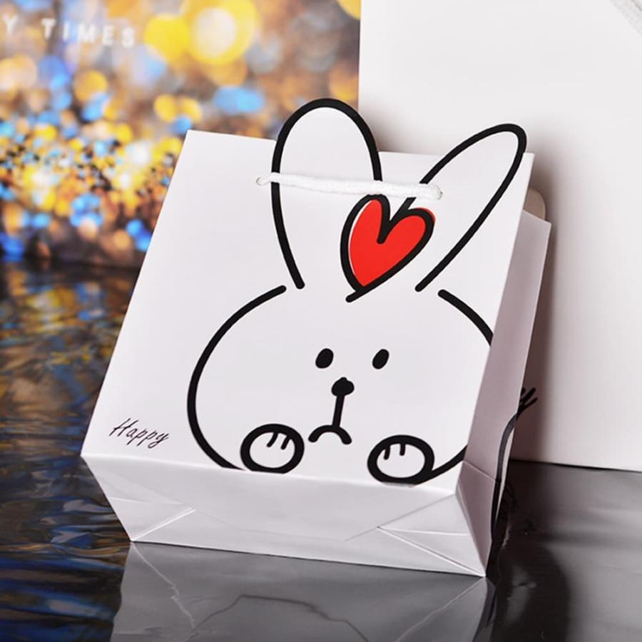 ラッピング うさぎ 紙袋 手提げ袋 5枚セット 14×15×7cm 飛び出す 耳