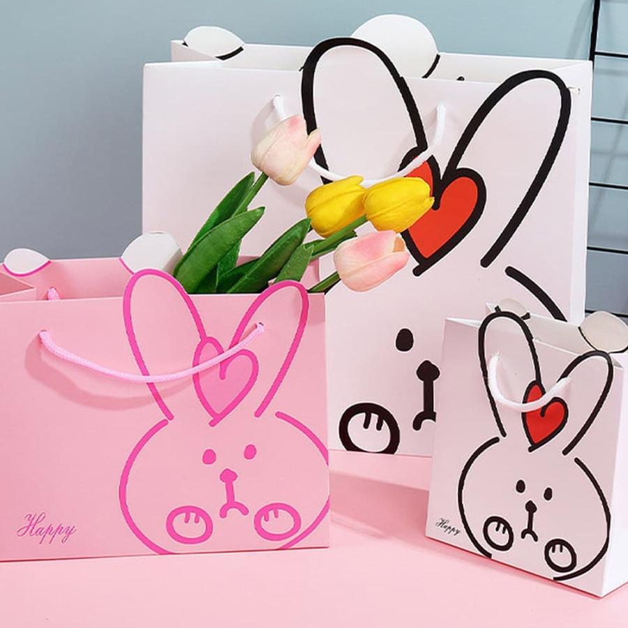 ラッピング うさぎ 紙袋 手提げ袋 5枚セット 14×15×7cm 飛び出す 耳