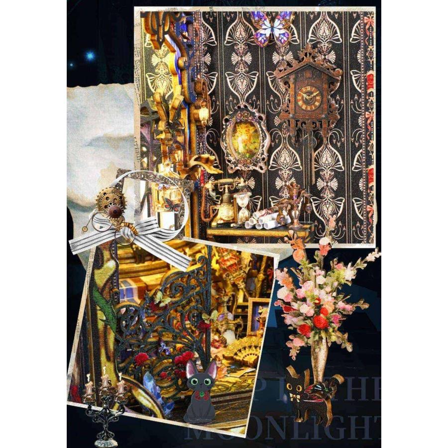 ドールハウス ミニチュア 手作りキット 本型 開く 魔女 黒猫 ねこ