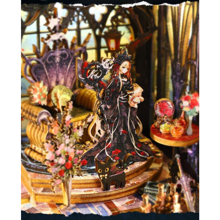 ドールハウス ミニチュア 手作りキット 本型 開く 魔女 黒猫 ねこ