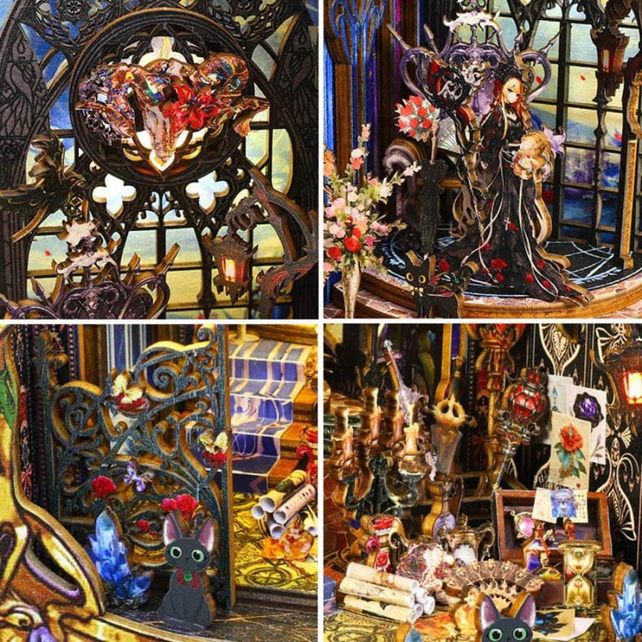 ❤アンティークダスト加工 薔薇とローソクのミニオブジェ ブラック