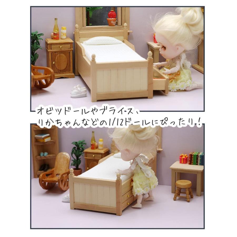 ミニチュア家具 1/12 1:12 ドールハウス 収納 引き出し 可動 ベッド