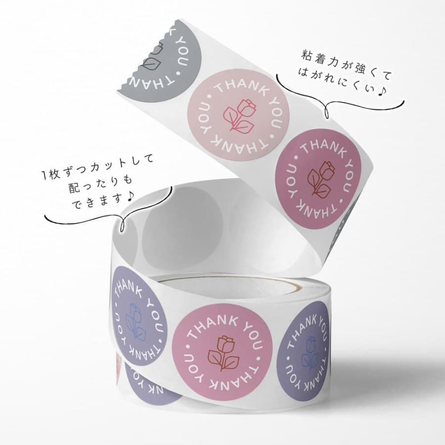 シール4種 大量 500枚 ロール ステッカー ローズ サンキュー お礼