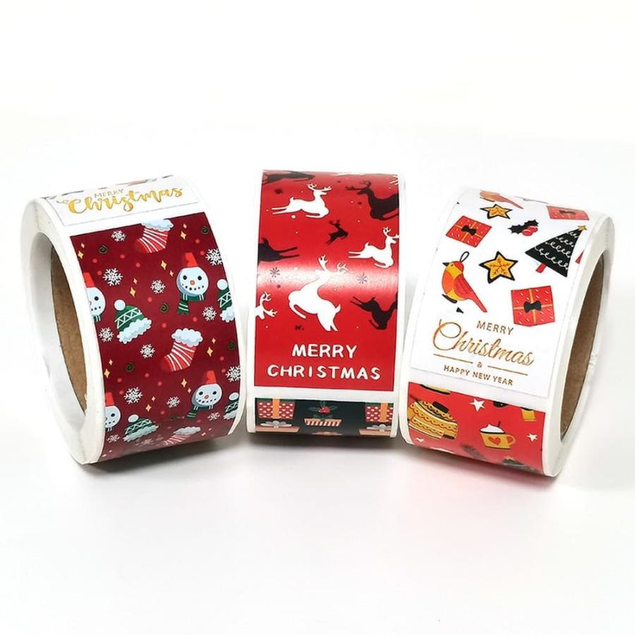 シールクリスマス ロールシール 3種 100枚 大量 セット 9×3cm 縦長