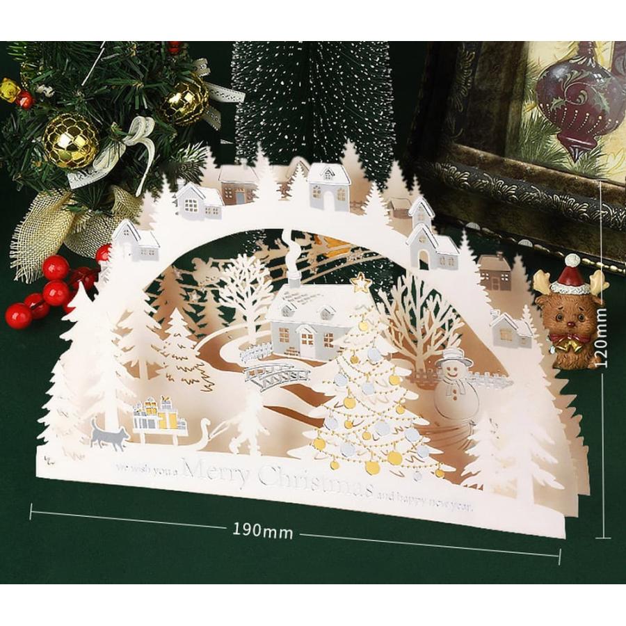 クリスマス カードポップアップ+メッセージカード+封筒セット 19×12cm