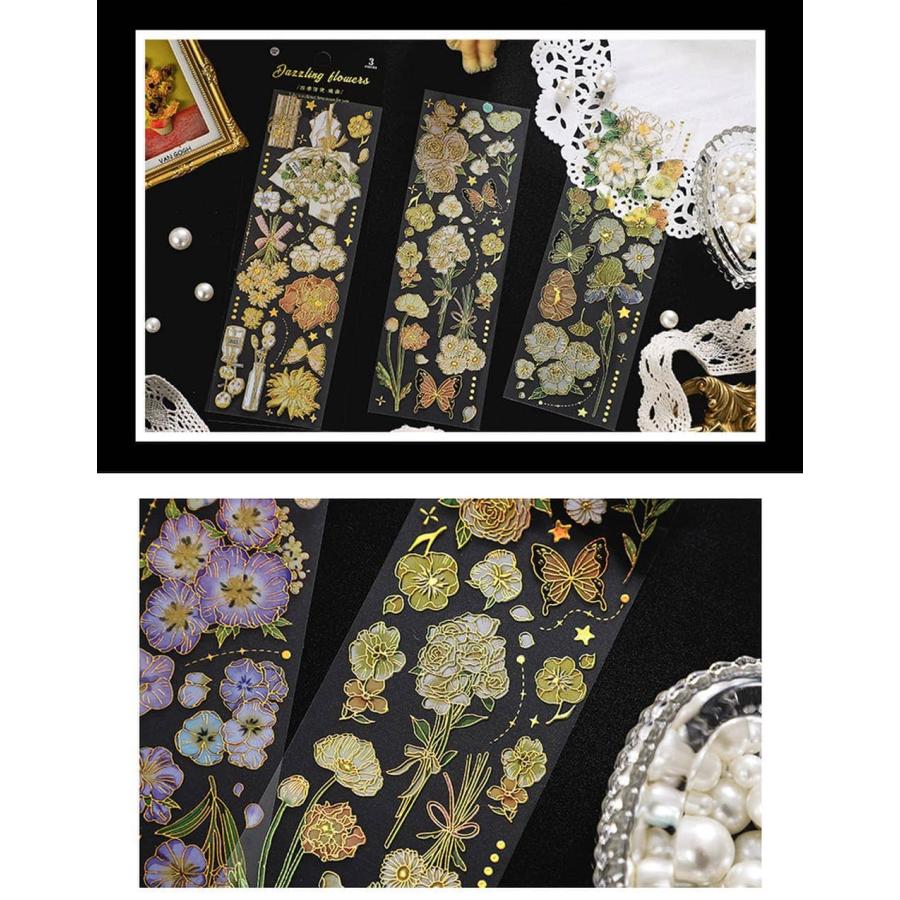 シールステッカー 花束 と リボン 12種 セット フラワー 花 きらきら