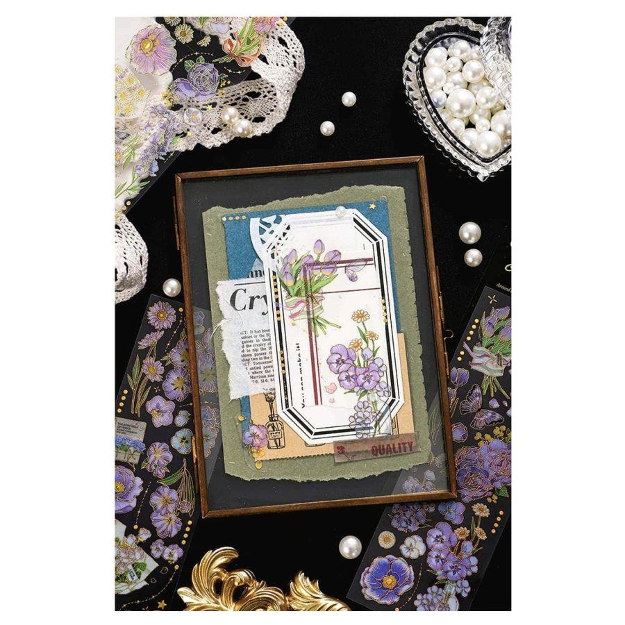 シールステッカー 花束 と リボン 12種 セット フラワー 花 きらきら