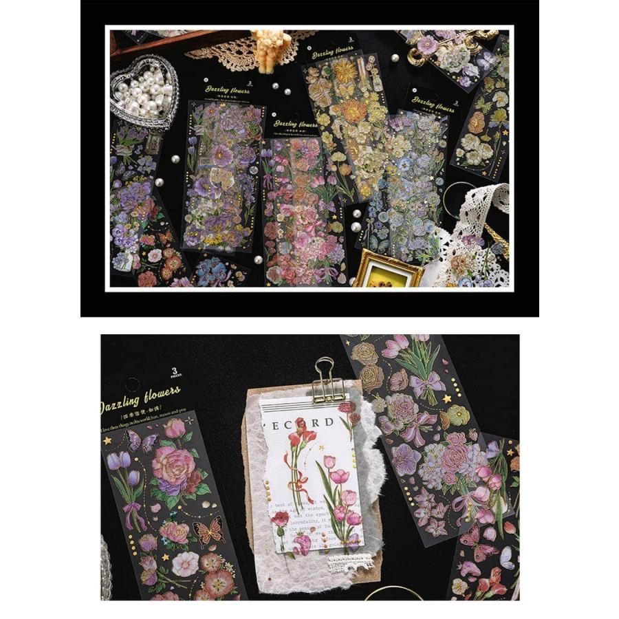 シールステッカー 花束 と リボン 12種 セット フラワー 花 きらきら