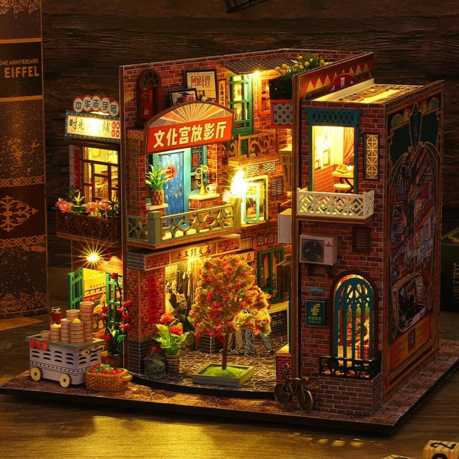 1/24 ドールハウス ミニチュア 手作りキット セット 英語説明書 本棚