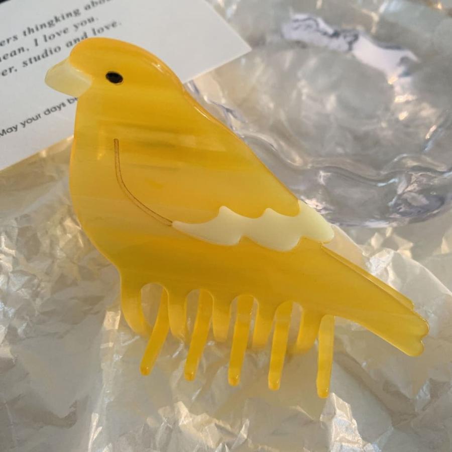 鳥 ヘア クリップ ヘアアクセサリー レディースカナリア イエロー