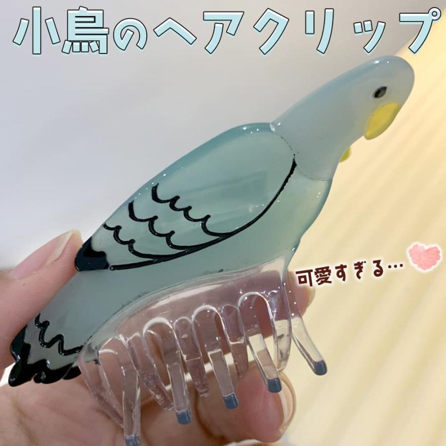 鳥 ヘア クリップ ヘアアクセサリー レディースセキセイインコ ブルー