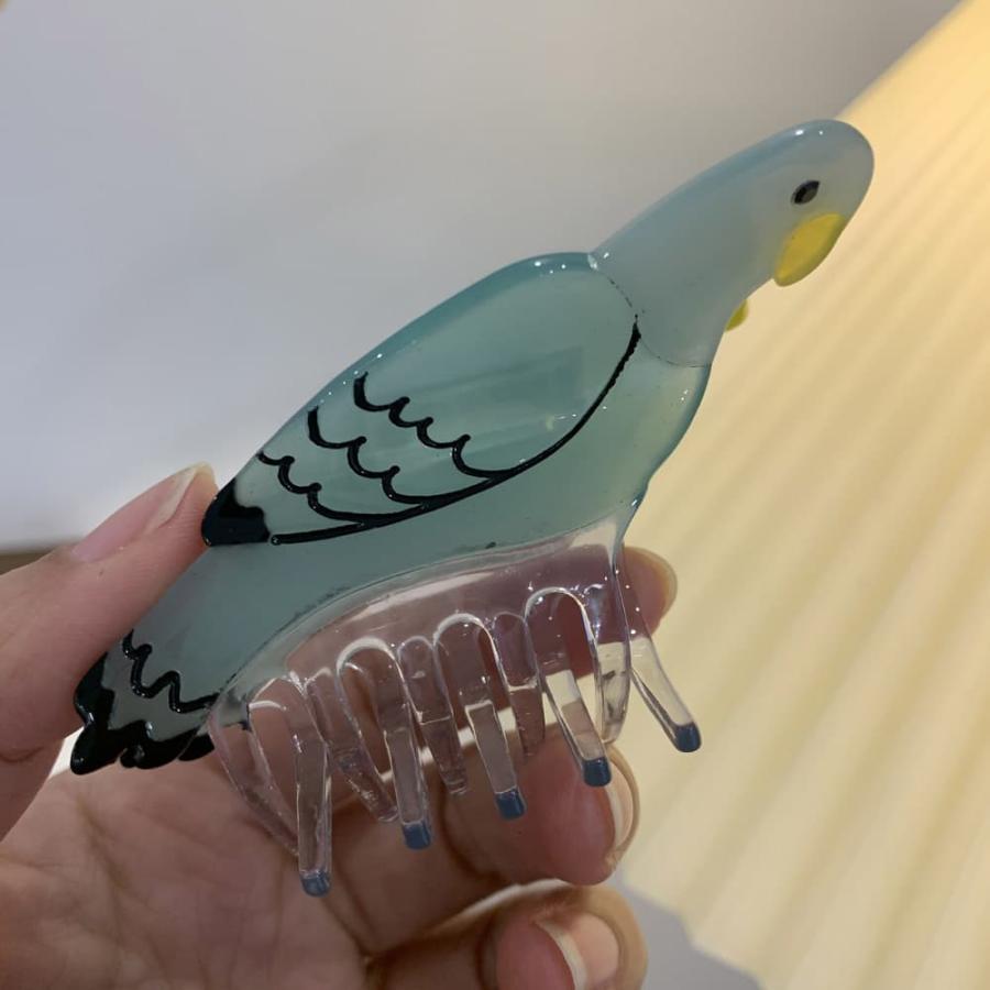 鳥 ヘア クリップ ヘアアクセサリー レディースセキセイインコ ブルー