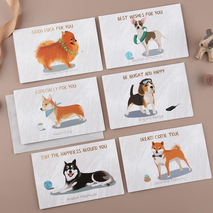 メッセージ カードグリーディング 犬 ドッグ 5種 セット 封筒付 12.8