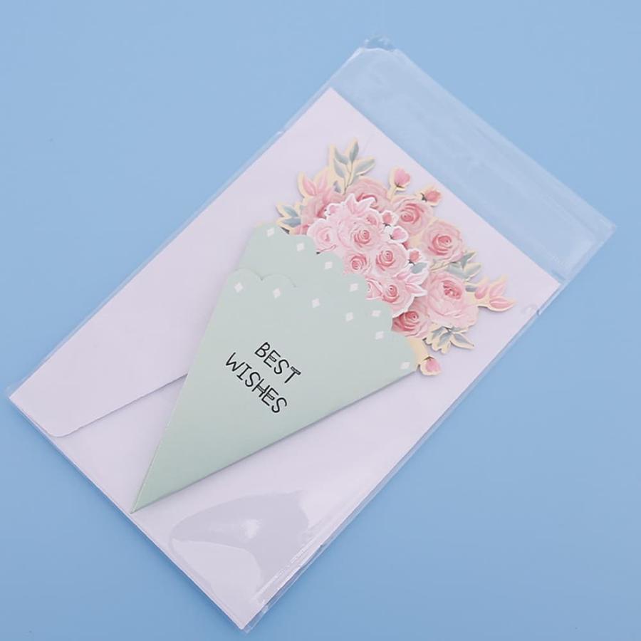 メッセージ カード+封筒 6種セット 花束 花 フラワー ブーケ 型 薔薇