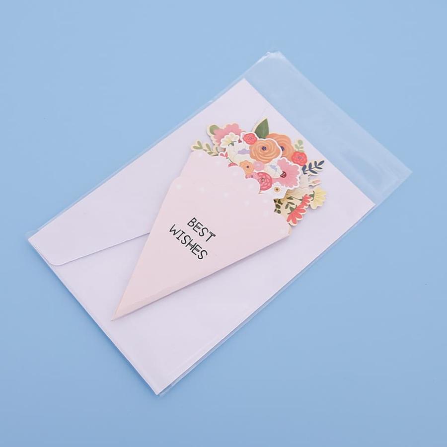 メッセージ カード+封筒 6種セット 花束 花 フラワー ブーケ 型 薔薇