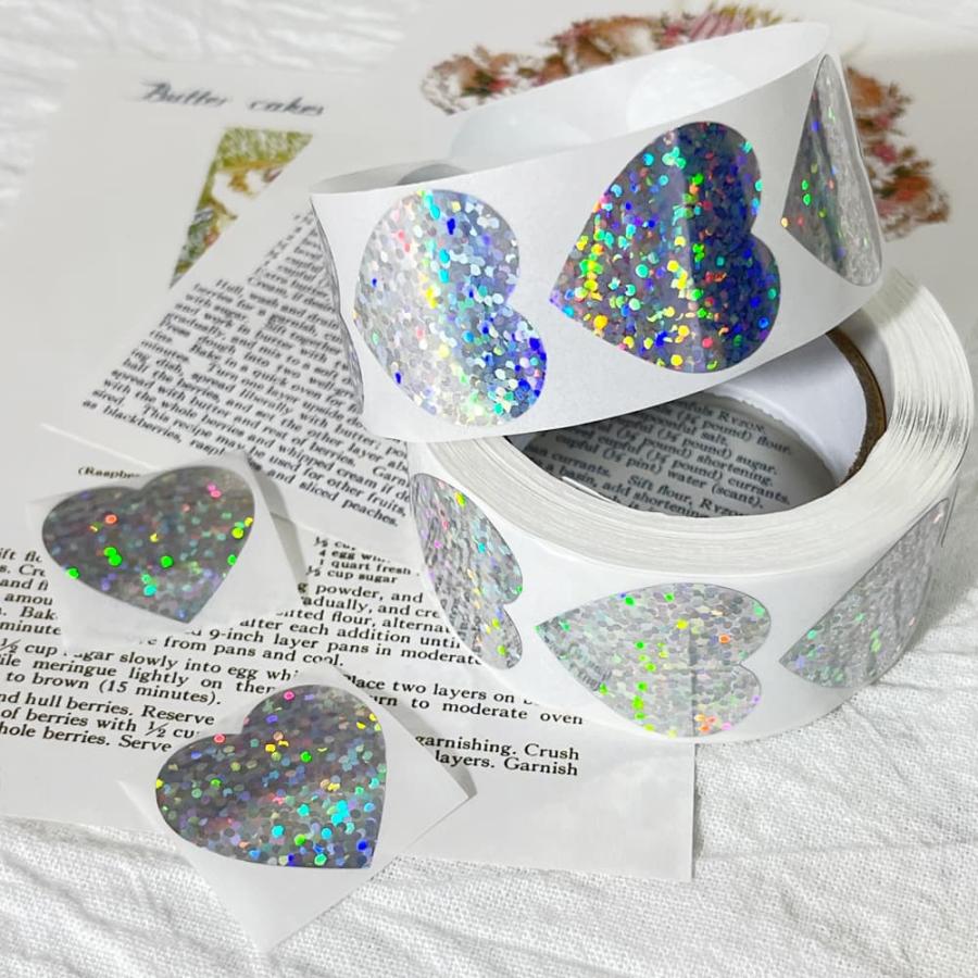 シールロール ハート 500枚 ホログラム シルバー キラキラ レア