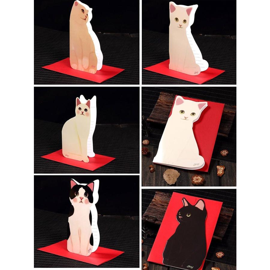 Jetoy愛らしい 猫 メッセージ カード 5種+封筒 セット グリーティング