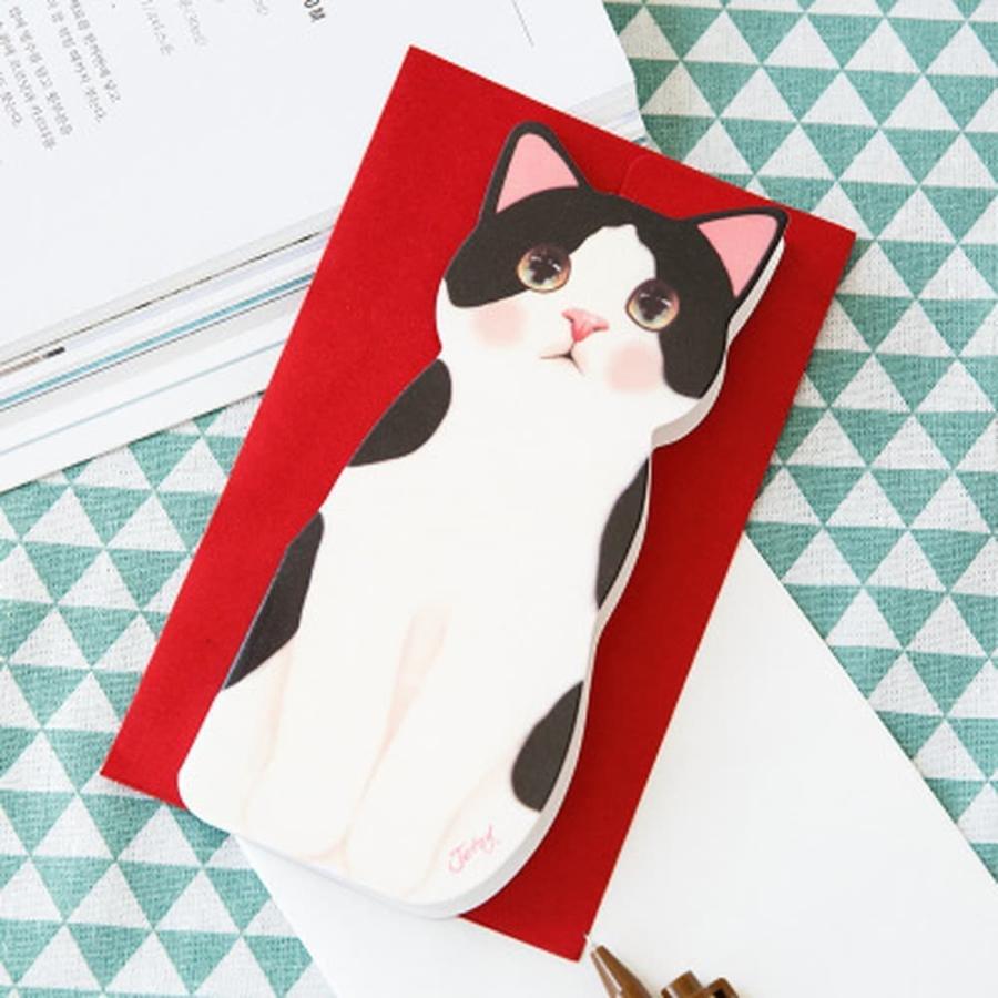 Jetoy愛らしい 猫 メッセージ カード 5種+封筒 セット グリーティング