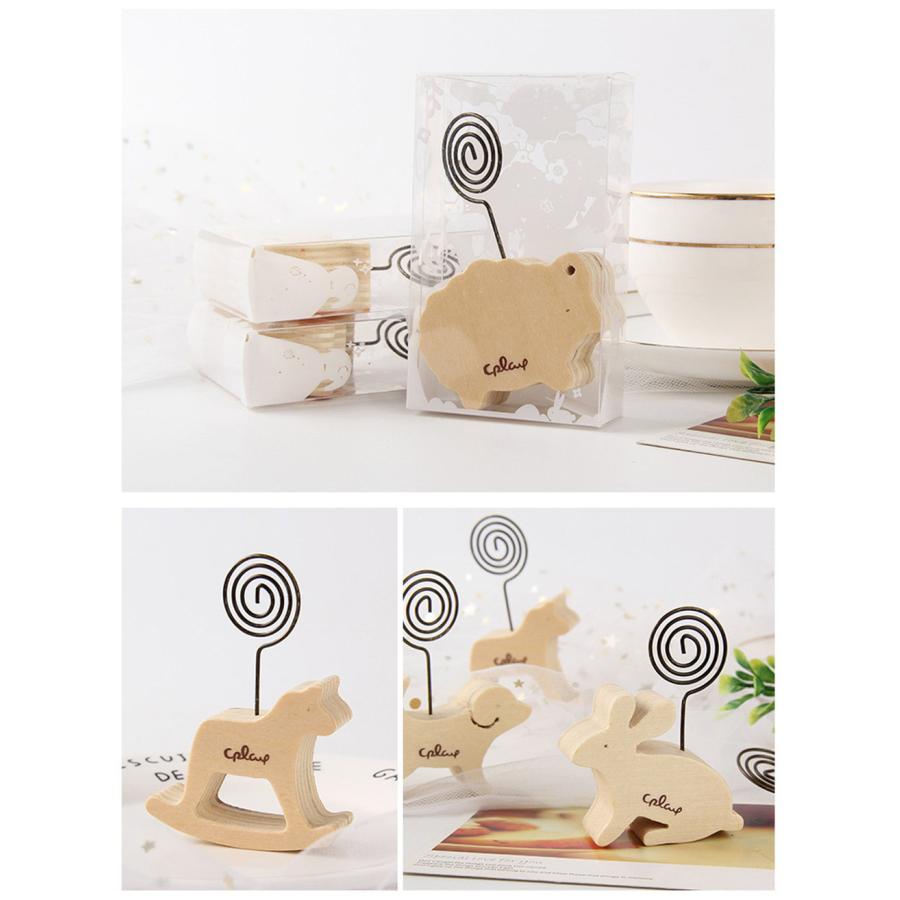 卓上メモ スタンド クリップ ウサギ 木製 アンティーク レトロ 小物