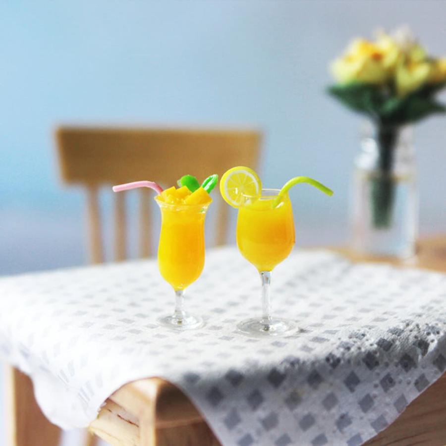 ミニチュア1/6 スケール オレンジ ジュース コップ 2つ セット ドール