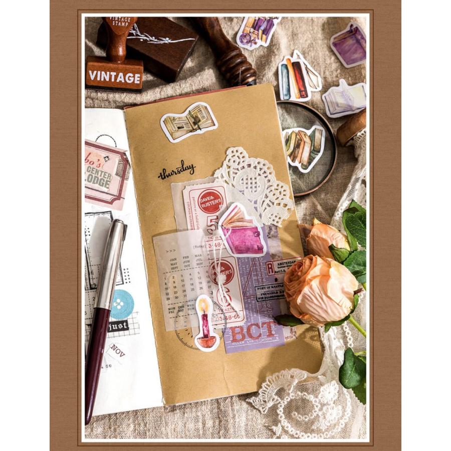 シールフレーク 92枚 アソート セット ブラウン 本 ブック ノート