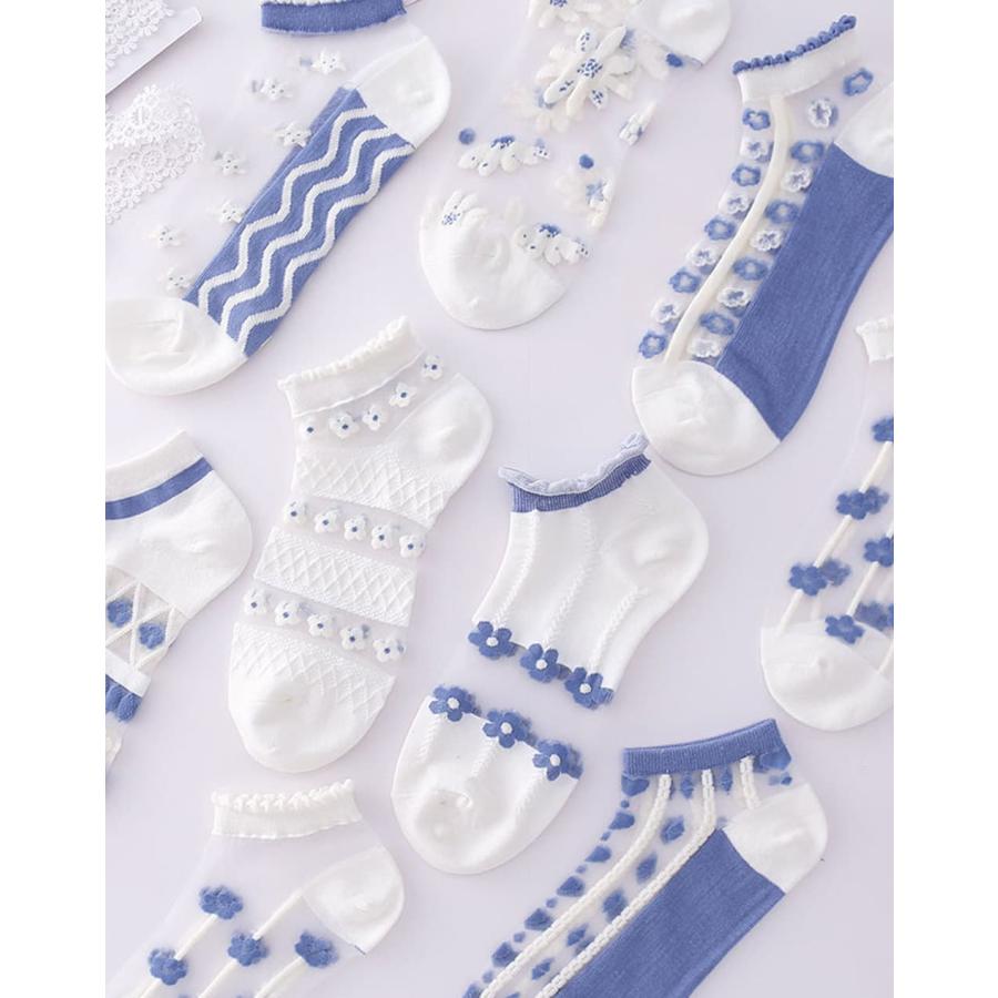 靴下 ソックス8種 アソート セット 花 フラワー ホワイト