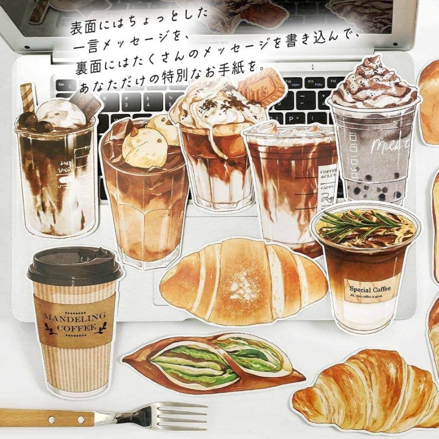 ポストカード メッセージカードカフェ ラテ コーヒー パン バター