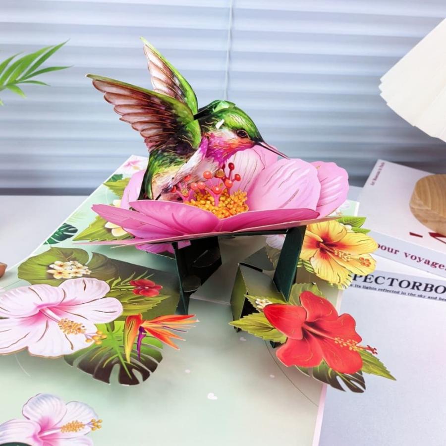 メッセージ カードグリーディングカード ポップアップ ハイビスカス