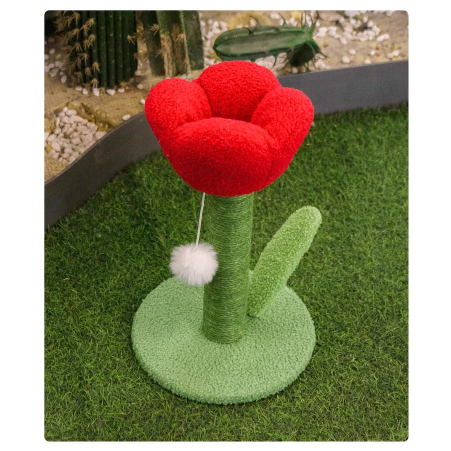 猫 爪とぎ チューリップ ピンク 高さ40×直径25cm 花 フラワー スクラッチポール タワー 可愛い インテリア 天然 麻 自然素材 安定 頑丈 長持ち 縦 |  | 09