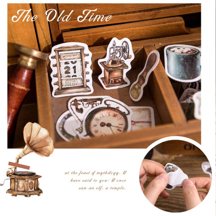 シールフレーク ステッカー 90枚セット レトロ アンティーク 骨董品