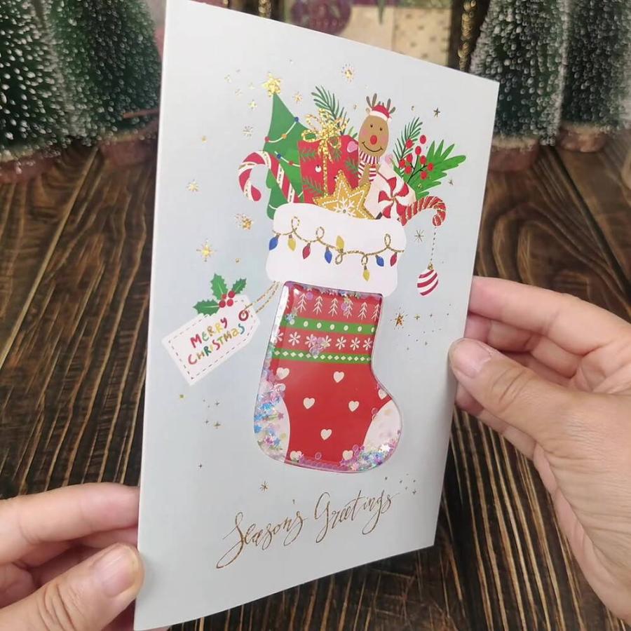メッセージ カードクリスマス カード スノードーム 6種セット ( 封筒
