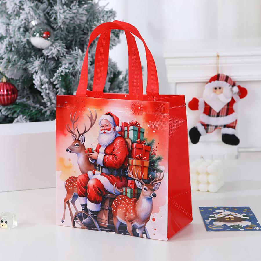 ラッピングクリスマス 手さげ袋 ビニール 袋 バッグ 4種セット Mサイズ