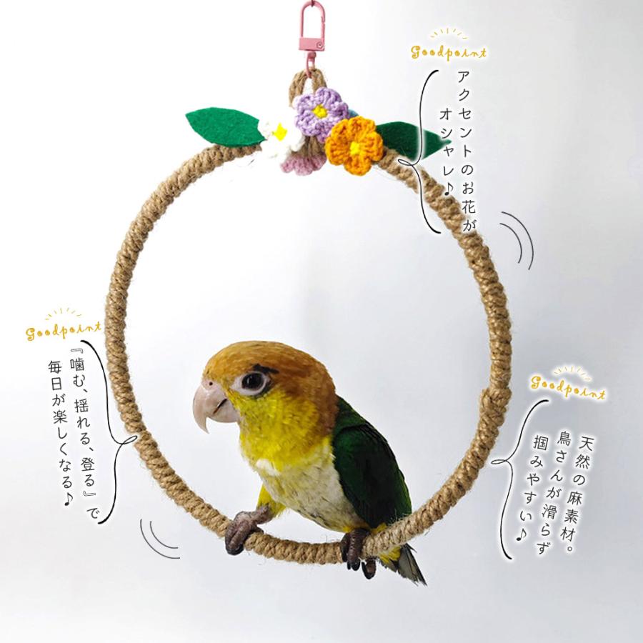 小鳥 インコ 中型 鳥 ブランコ 止まり木 スタンド パーチフープ 輪 花