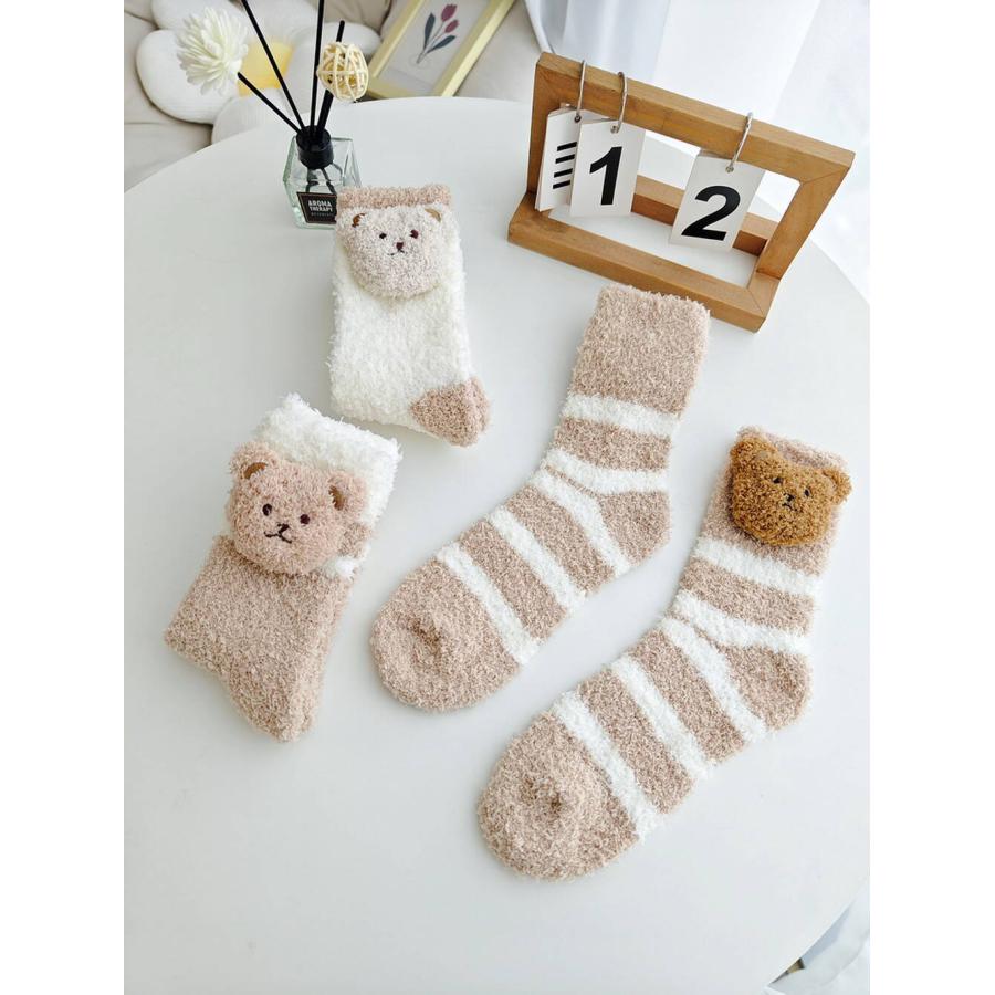靴下 ソックステディベア 5種セット もこもこ ふわふわ ぬくぬく