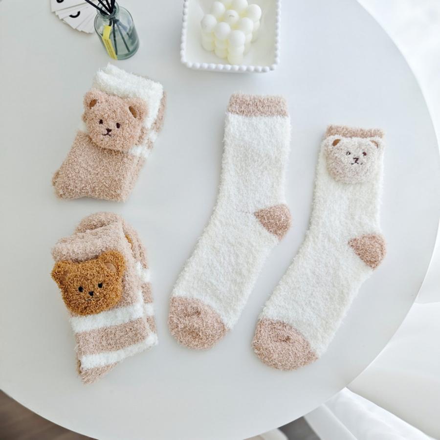 靴下 ソックステディベア 5種セット もこもこ ふわふわ ぬくぬく