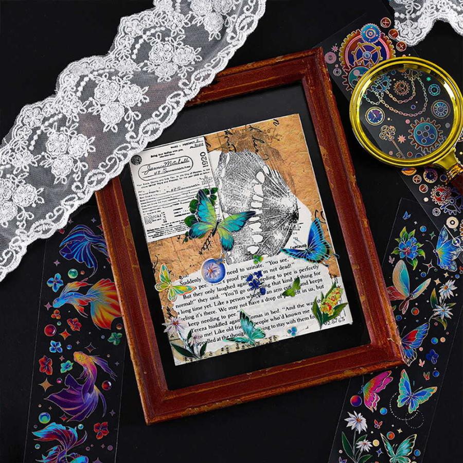 シール ステッカー幻想的 イラスト 24種 セット 花 きらきら 箔押し