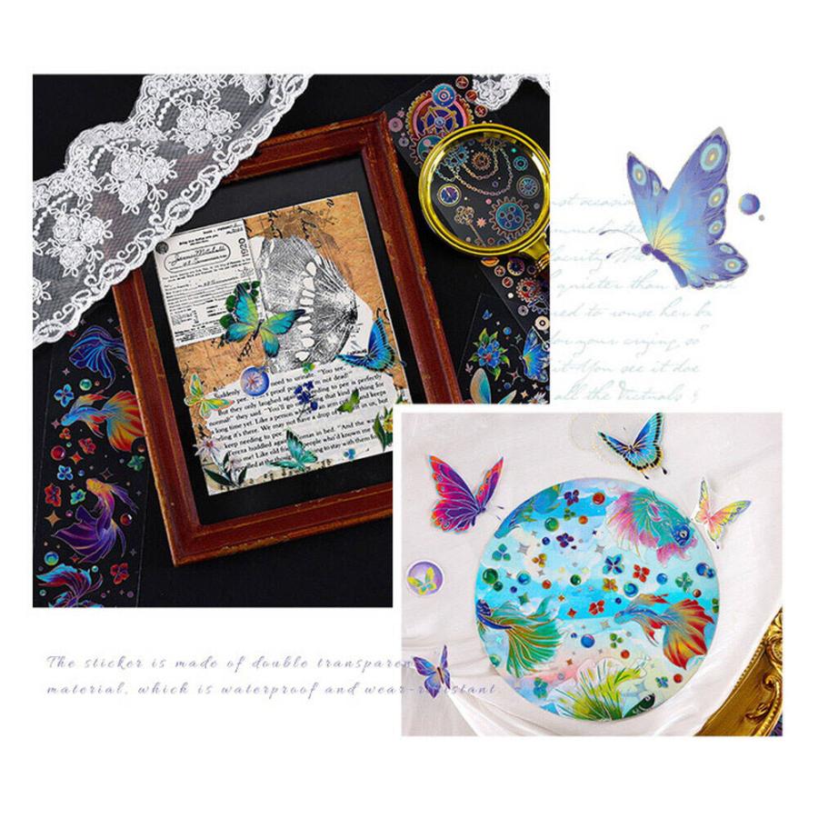 シール ステッカー幻想的 イラスト 24種 セット 花 きらきら 箔押し