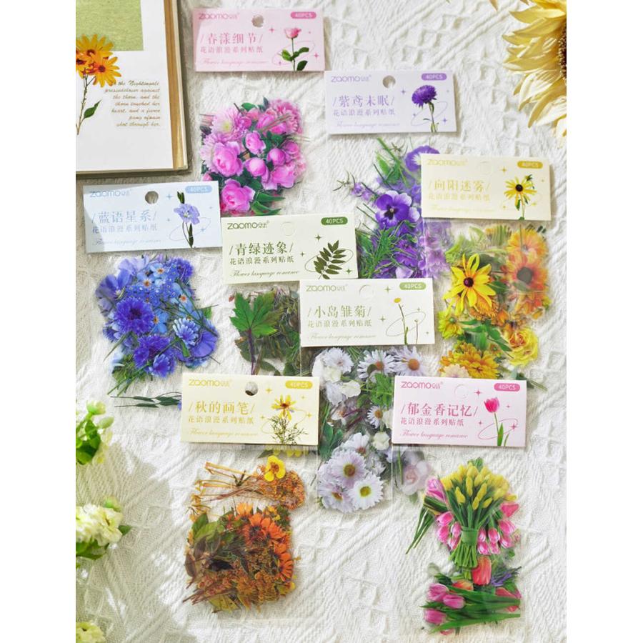 シール ステッカー花 大量 160種 320枚 セット 透明 リアル 押し花