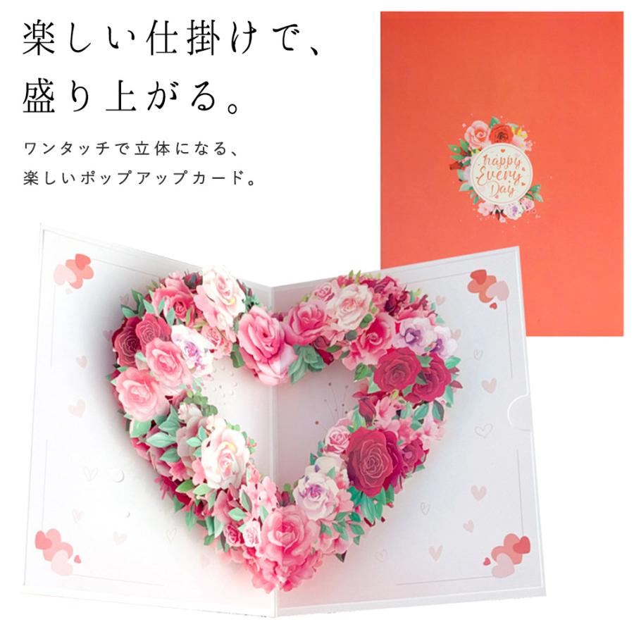 メッセージ カードグリーディング ポップアップ ローズ ピンク レッド