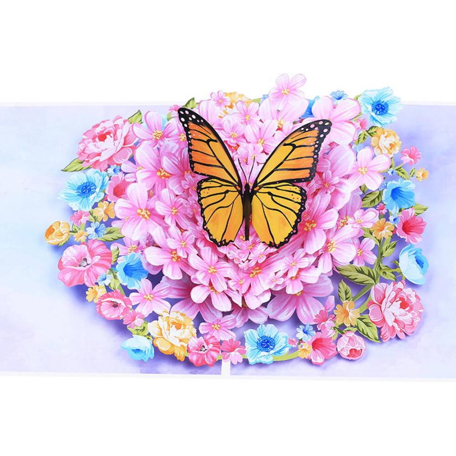 メッセージ カードグリーディング ポップアップ 桜 ピンク リース